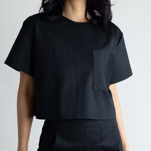 Meg Black Pinstripe Women's Top